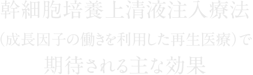 幹細胞培養上清液注入療法（成長因子の働きを利用した再生医療）で期待される主な効果